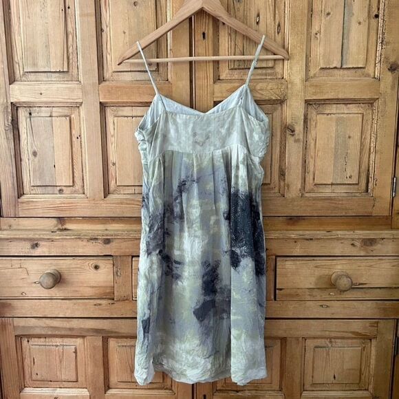 Women's Fei 2 Dress Gray Silk Anthropologie Watercolor Terrace Empire Bodice - Picture 7 of 11